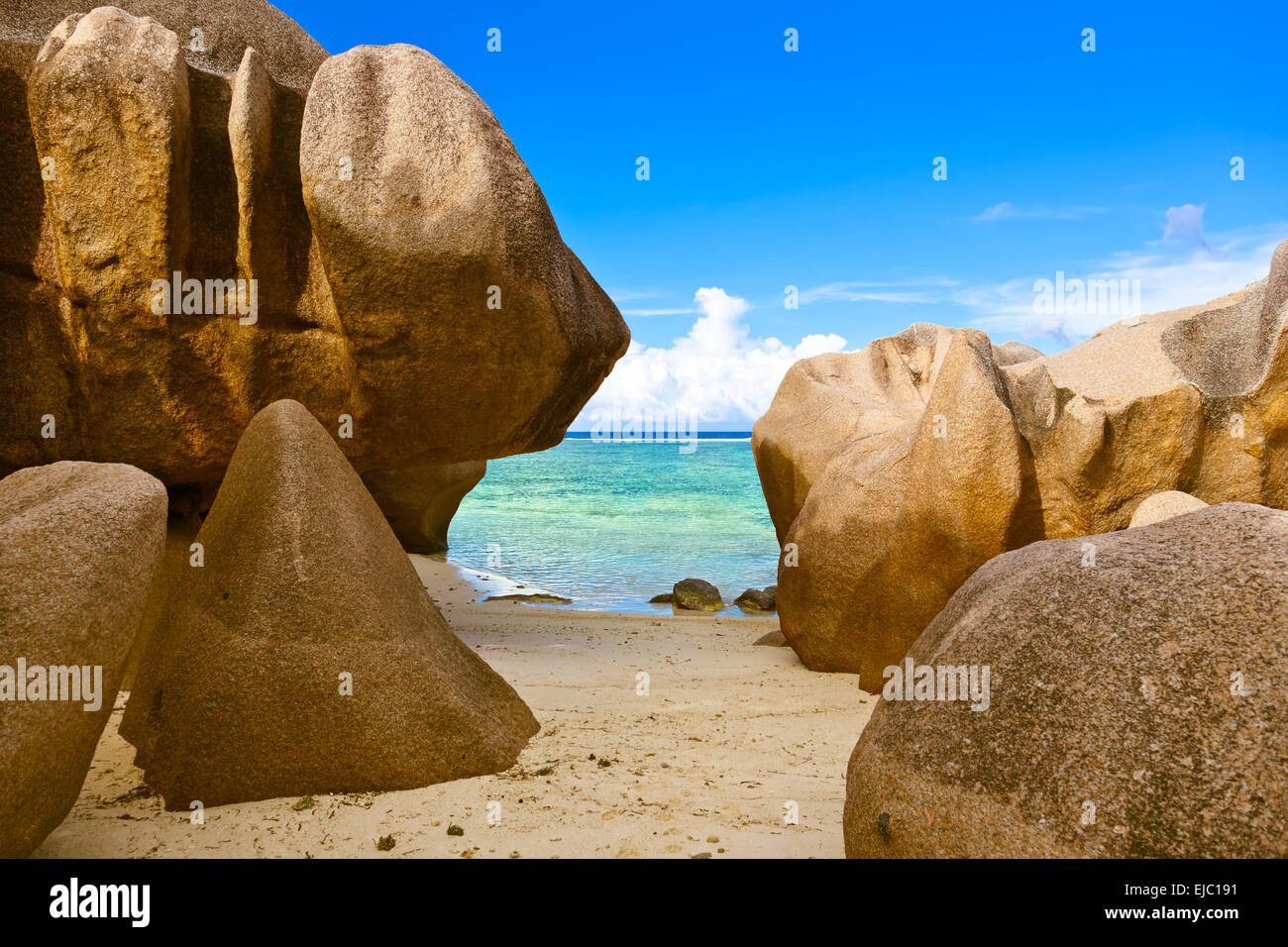 Beach Source d'Argent at Seychelles Stock Photo - Alamy