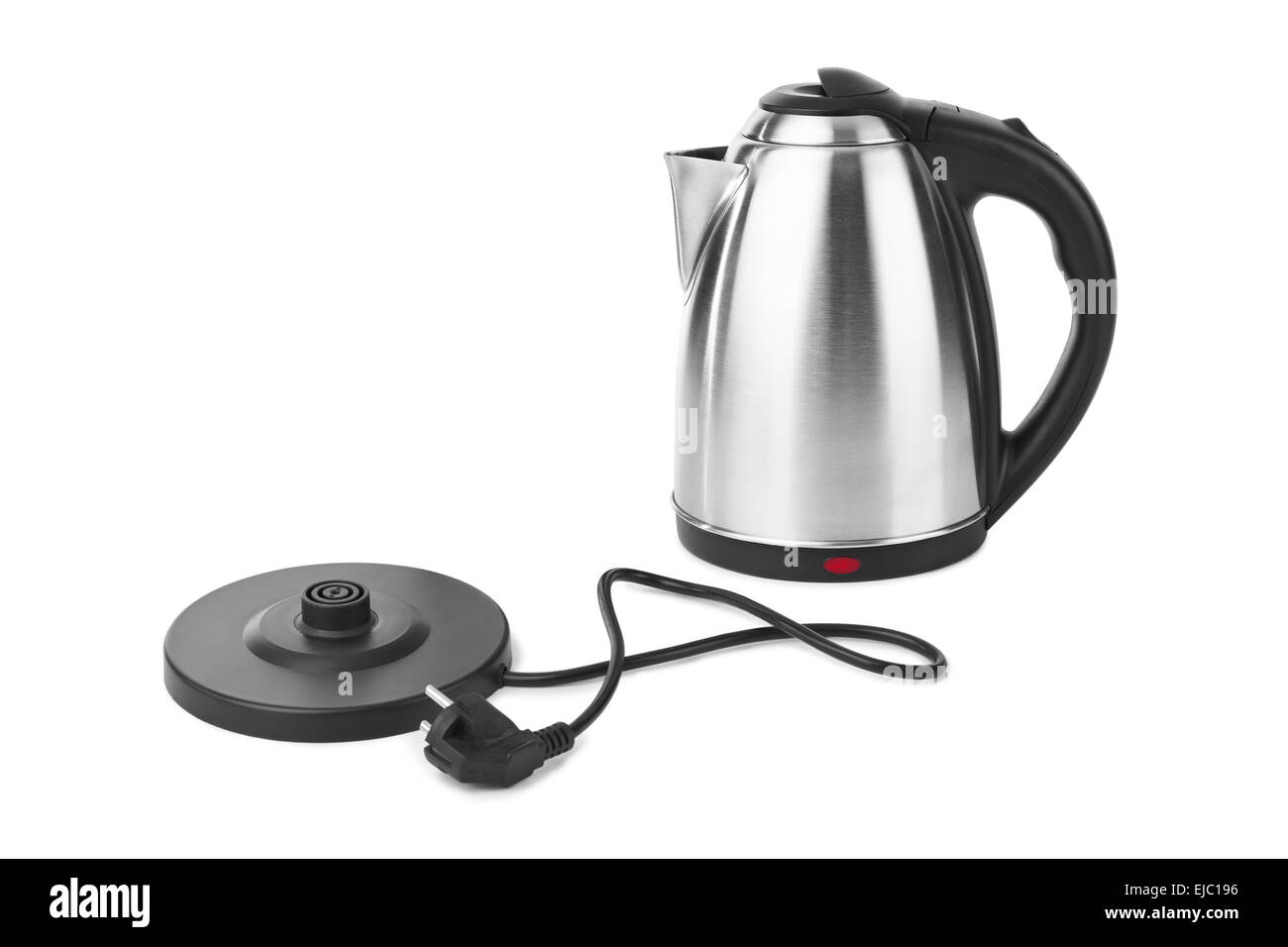 Electric kettle with stand isolated on white background. Electric cord with  plug Stock Photo - Alamy