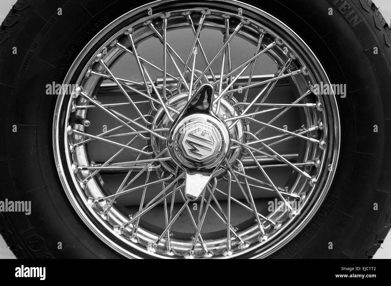 Spoked MG black and white Stock Photo
