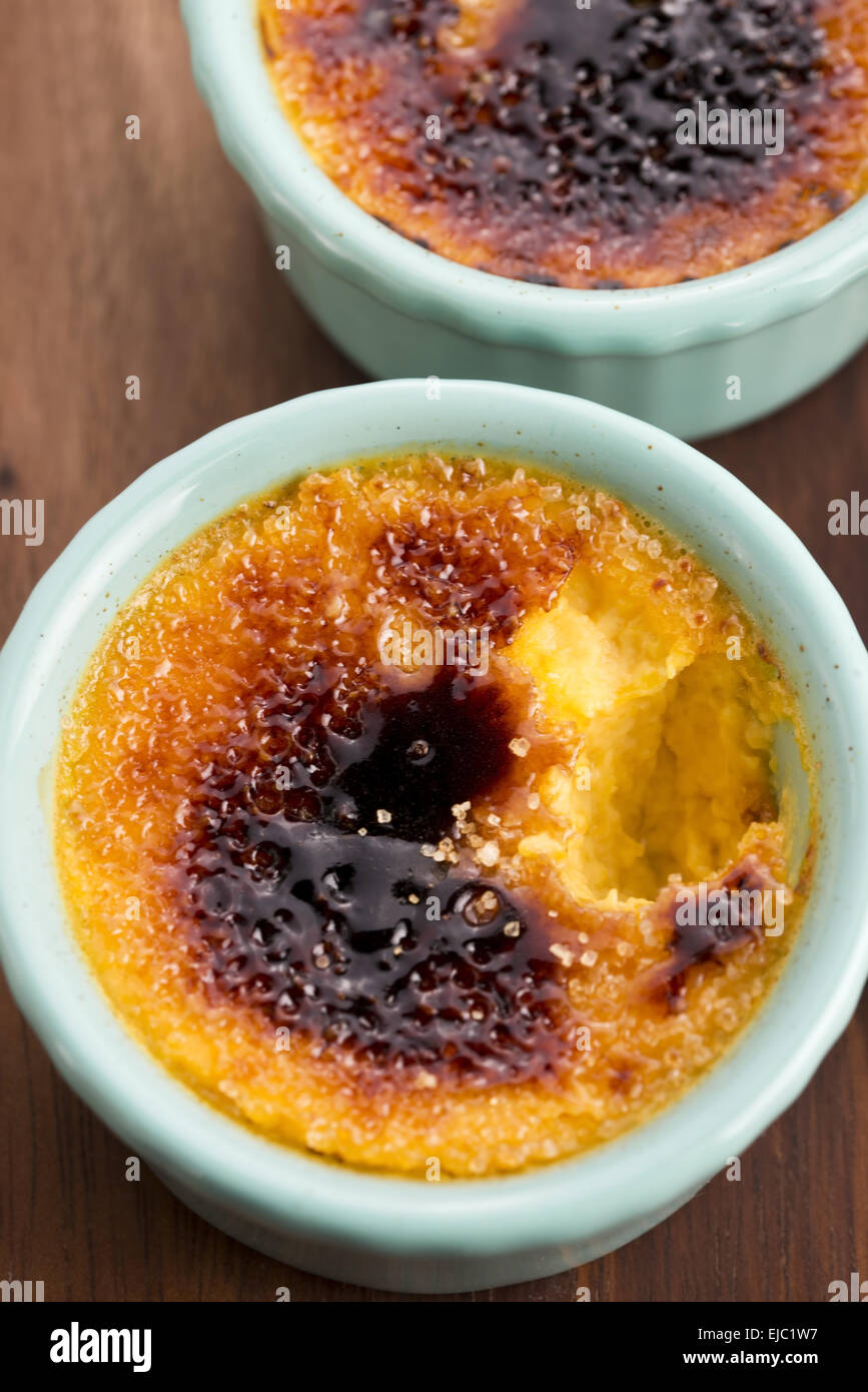 French dessert - cream brulee, burnt cream Stock Photo
