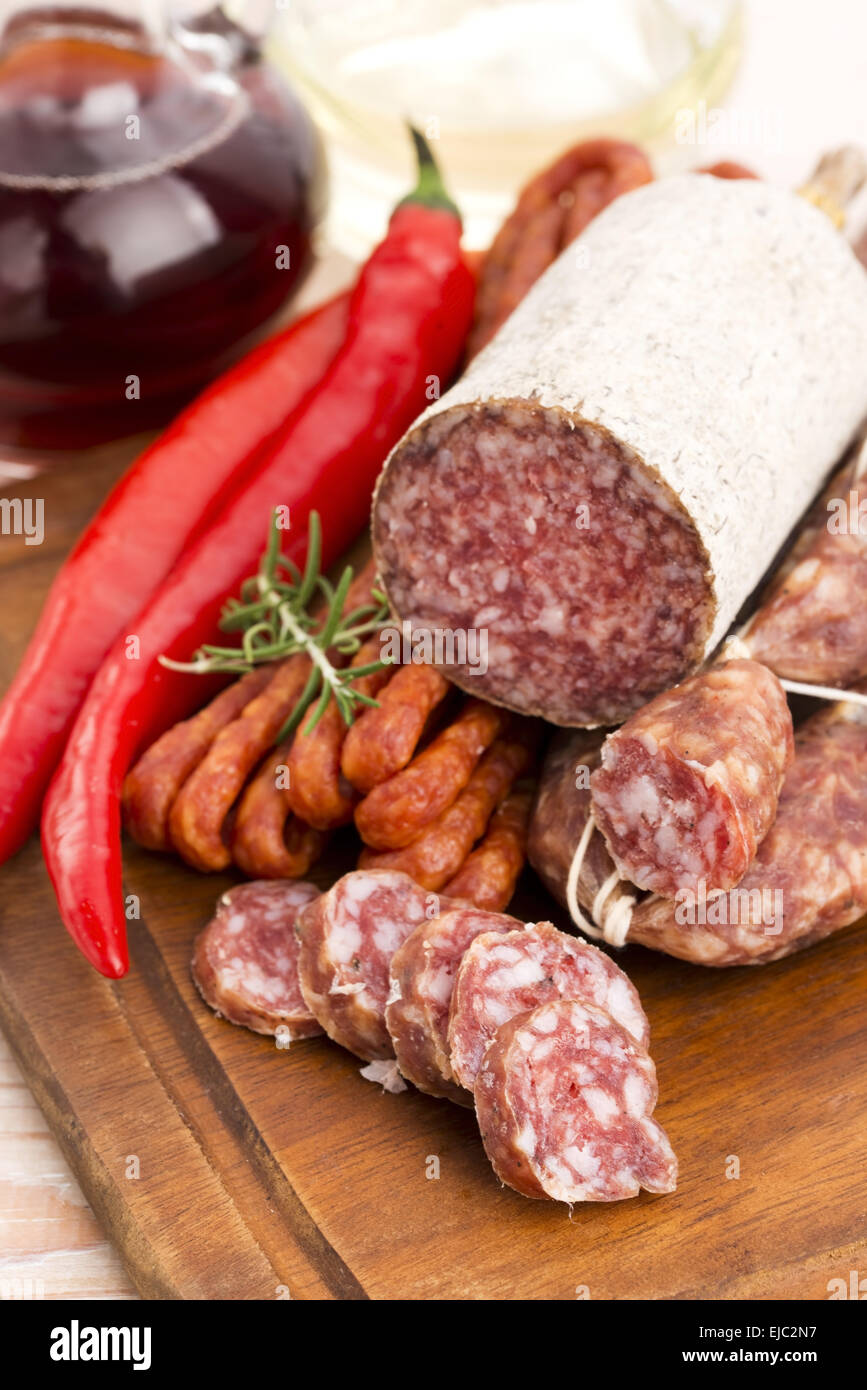 Different sausages and salami Stock Photo Alamy