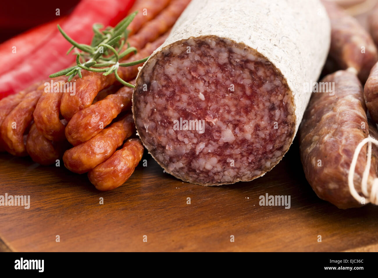 Different sausages and salami Stock Photo Alamy