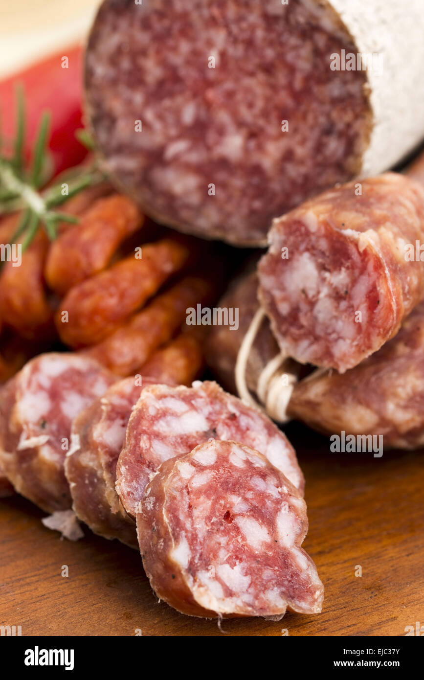 Different sausages and salami Stock Photo Alamy
