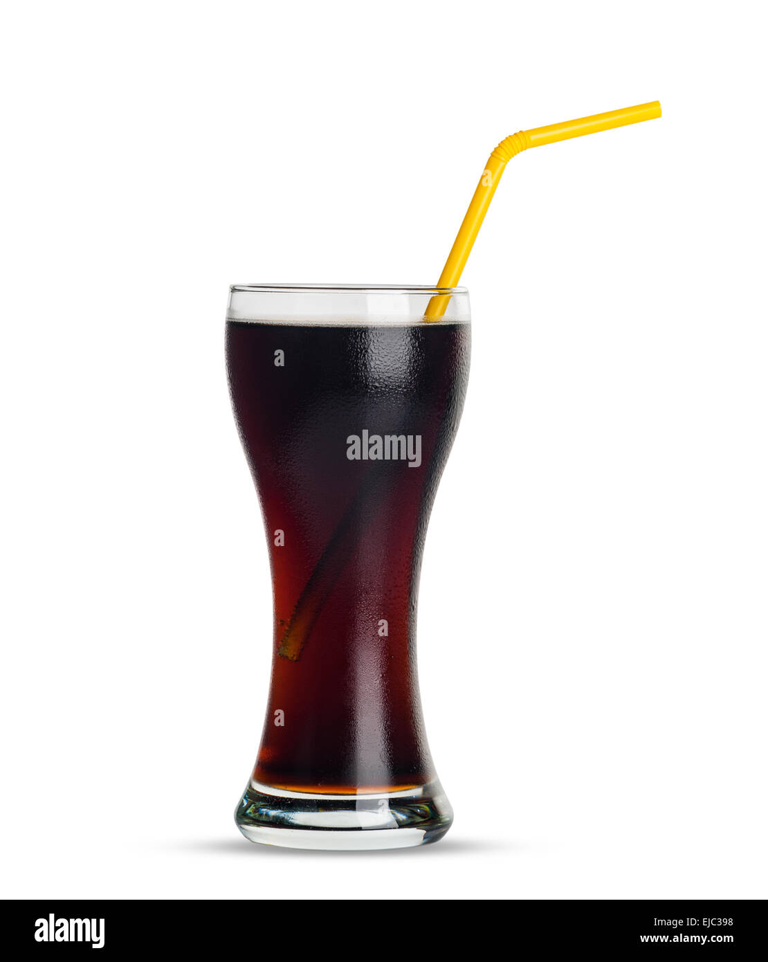 Glass of cola with ice on white background Stock Photo - Alamy