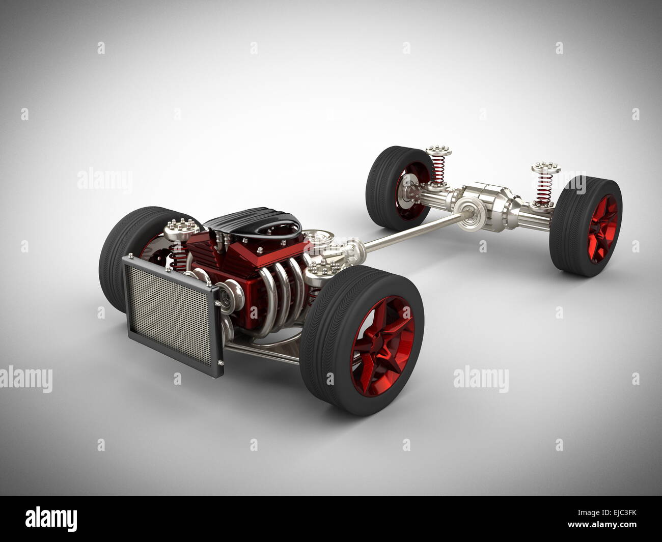 car chassis with engine and wheels Stock Photo Alamy