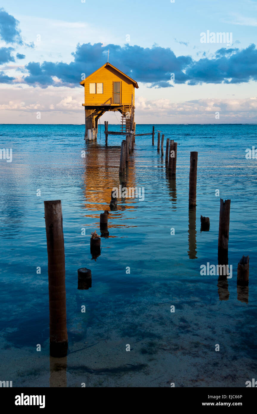 Home on the Ocean in Ambergris Caye Belize Stock Photo