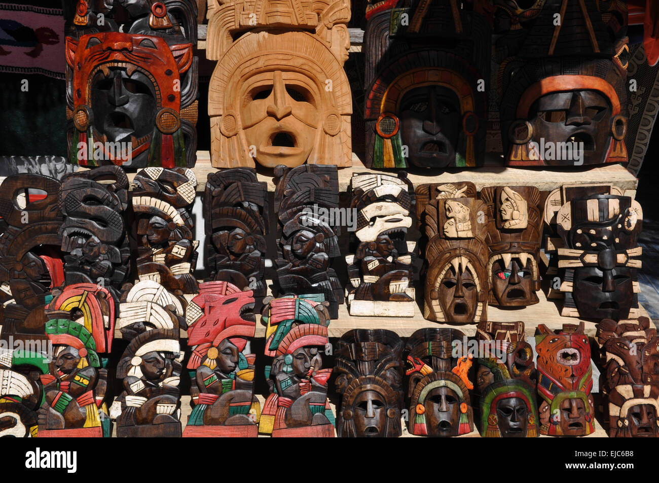 Mayan Wooden Masks for Sale Stock Photo Alamy