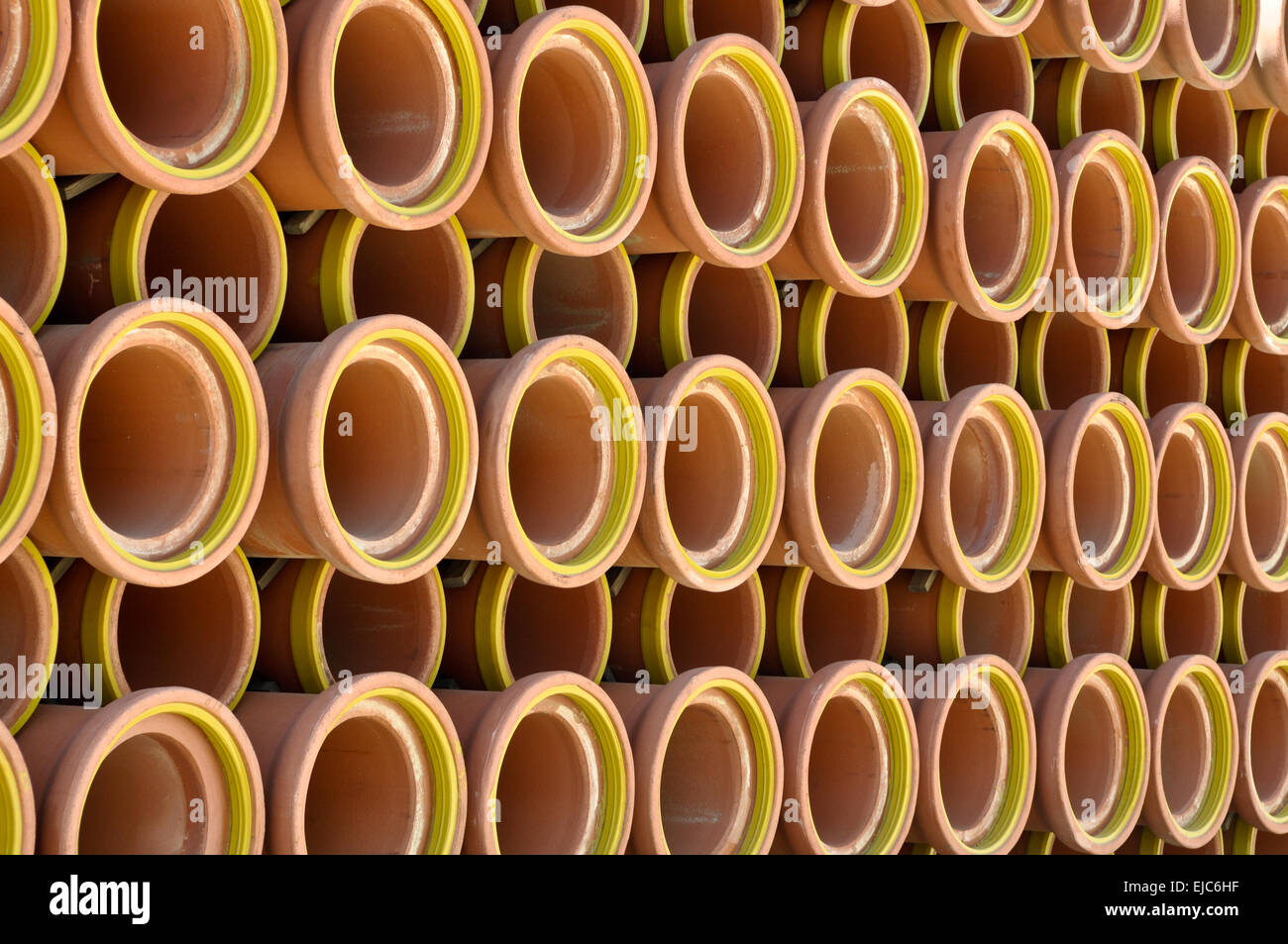 Ceramic Sewer Pipes Stock Photo