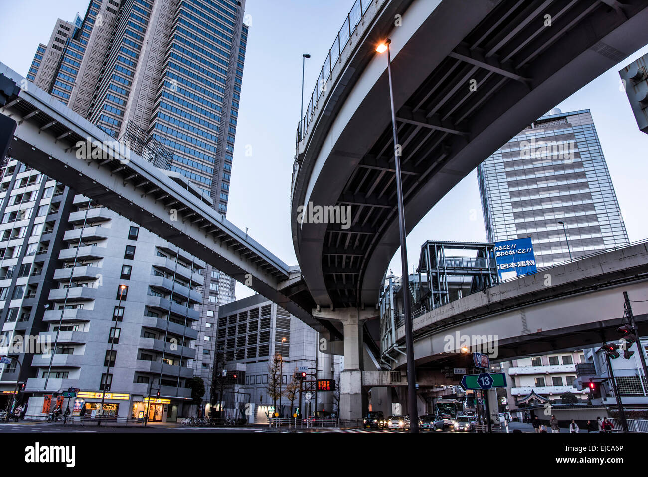 Elevated expressways,Shinjuku-Ku,Tokyo,Japan Stock Photo