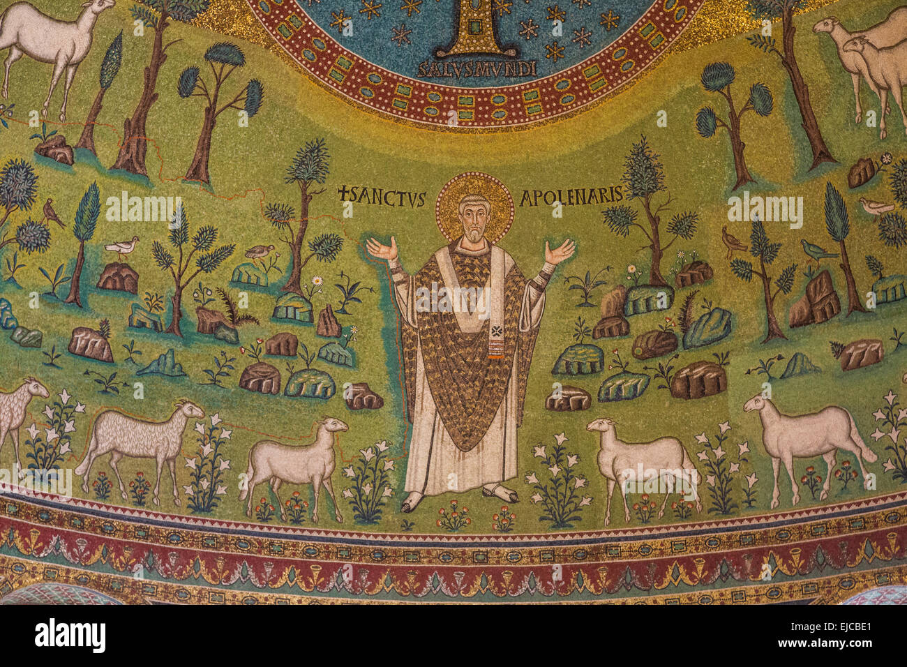 detail of apse mosaics of Basilica of Sant'Apollinare in Classe, Italy Stock Photo