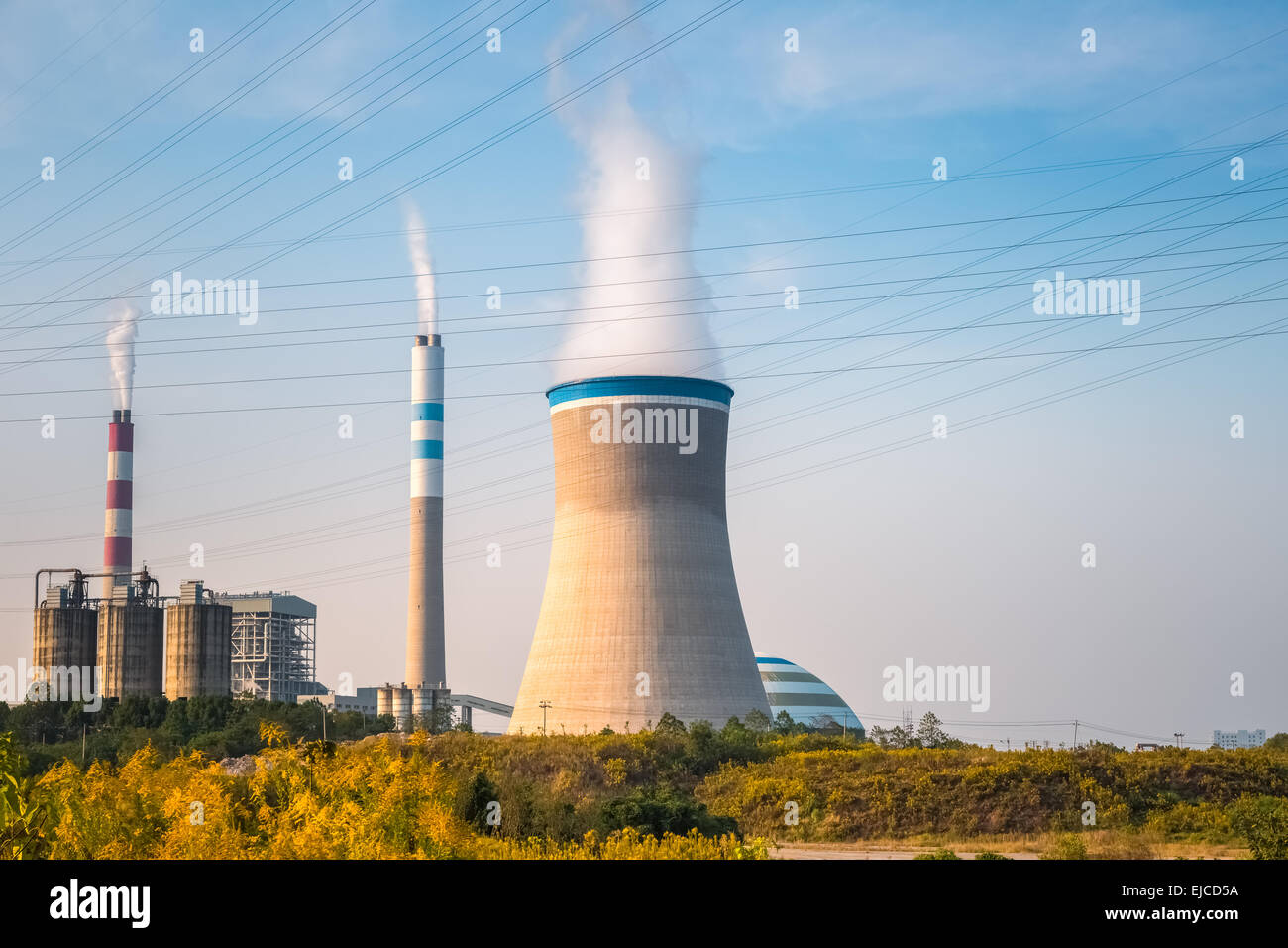 coal power plant in the afternoon Stock Photo