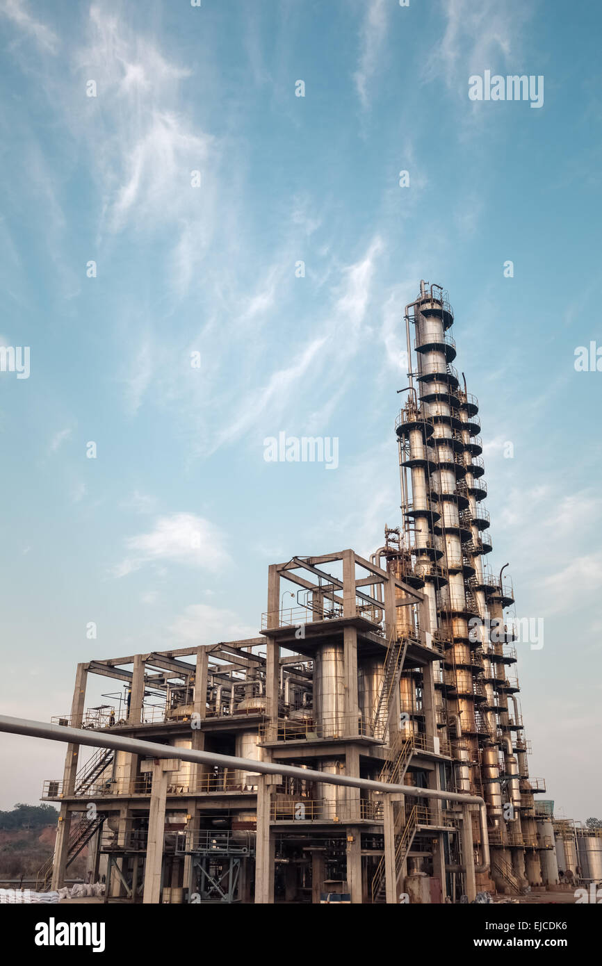 chemical plant against a blue sky Stock Photo