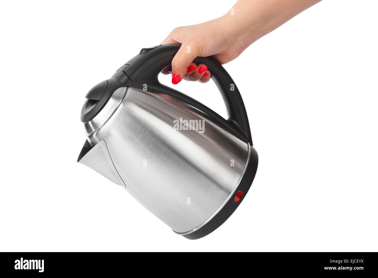 Electric kettle in hand Stock Photo Alamy