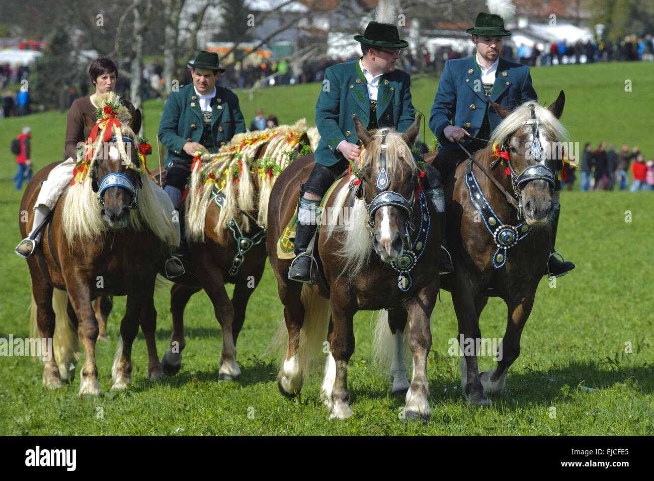catholic horse procession in Bavaria Stock Photo