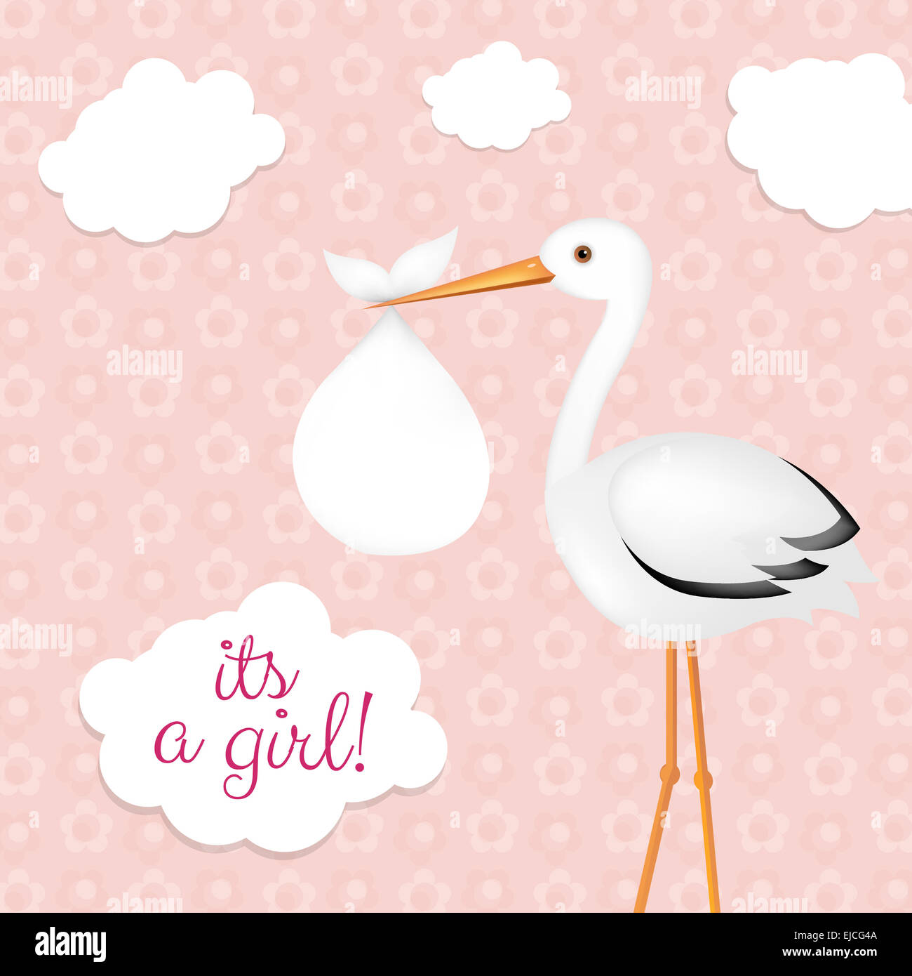 Stork With Baby Girl Stock Photo - Alamy