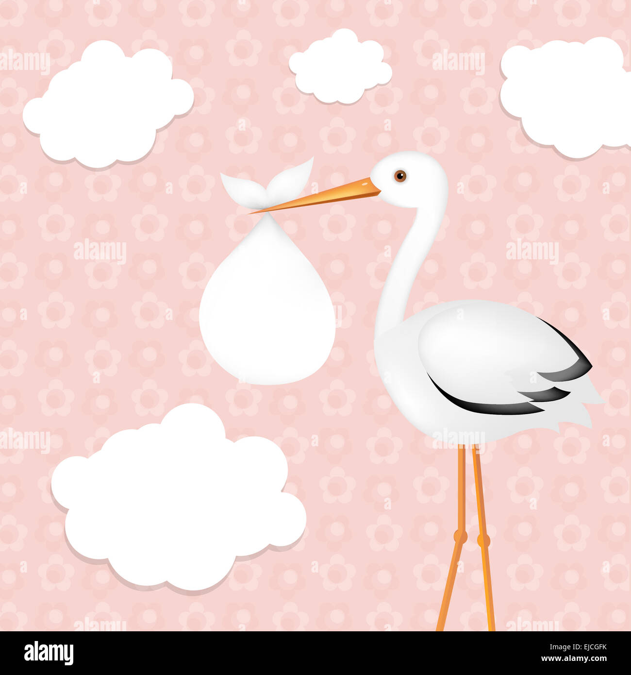 Stork With Girl Baby Stock Photo - Alamy
