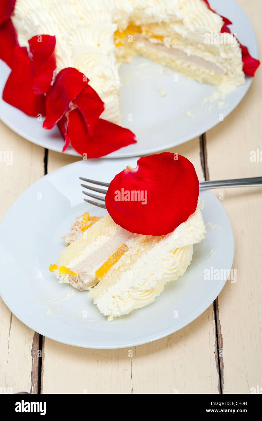 whipped cream mango cake Stock Photo Alamy