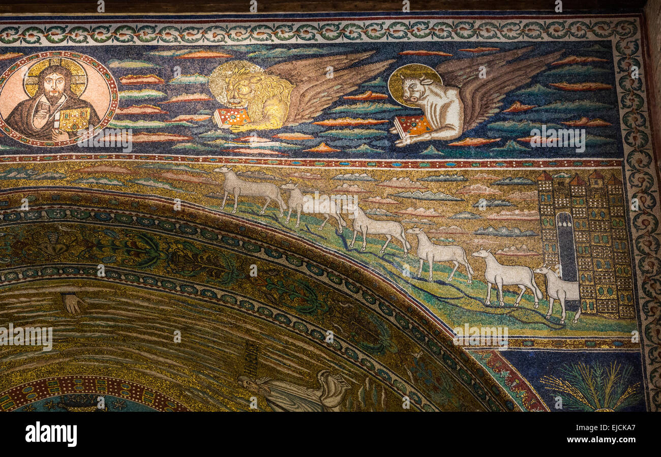detail of apse mosaics of Basilica of Sant'Apollinare in Classe, Italy Stock Photo
