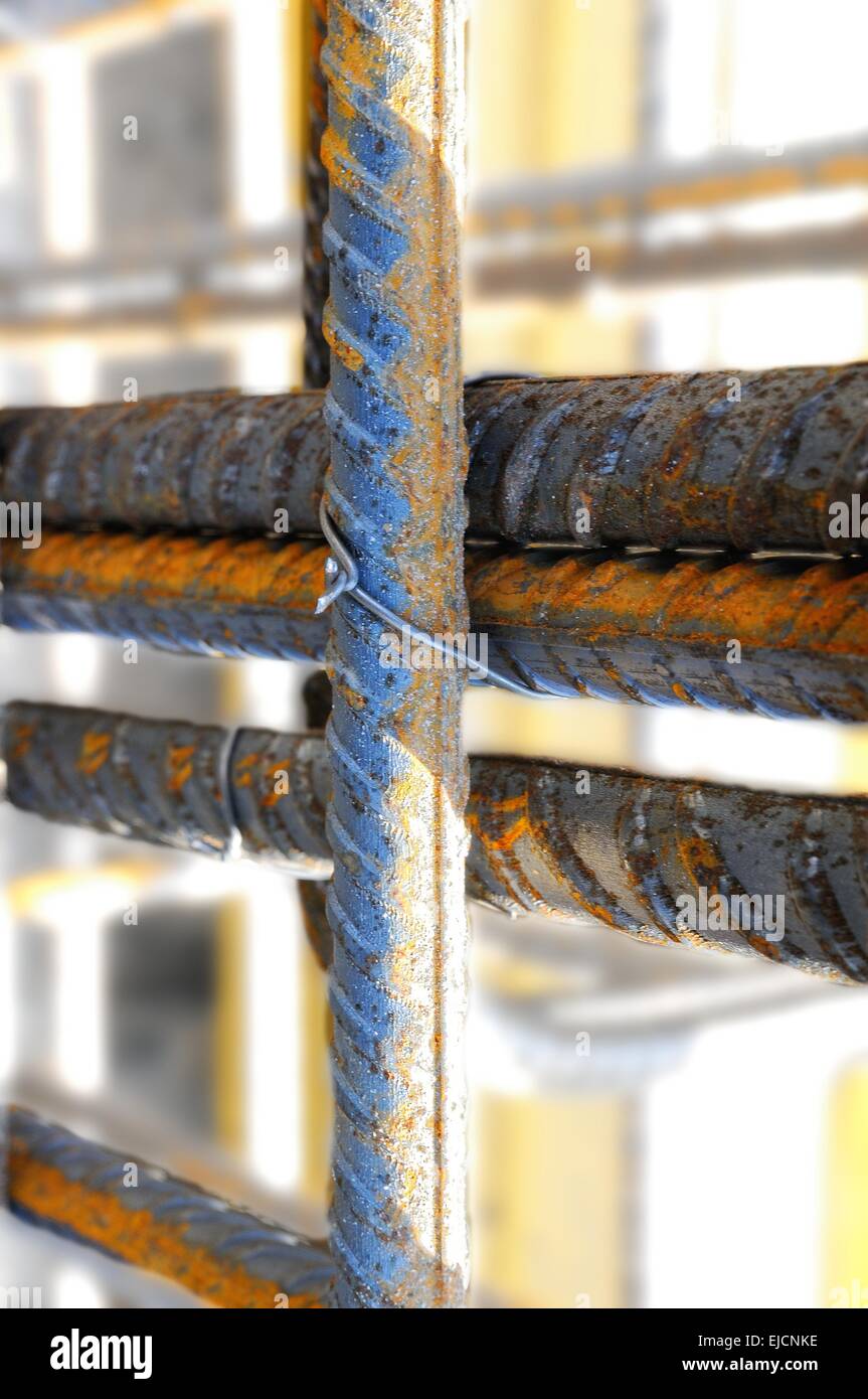 Structural steel with wire Stock Photo
