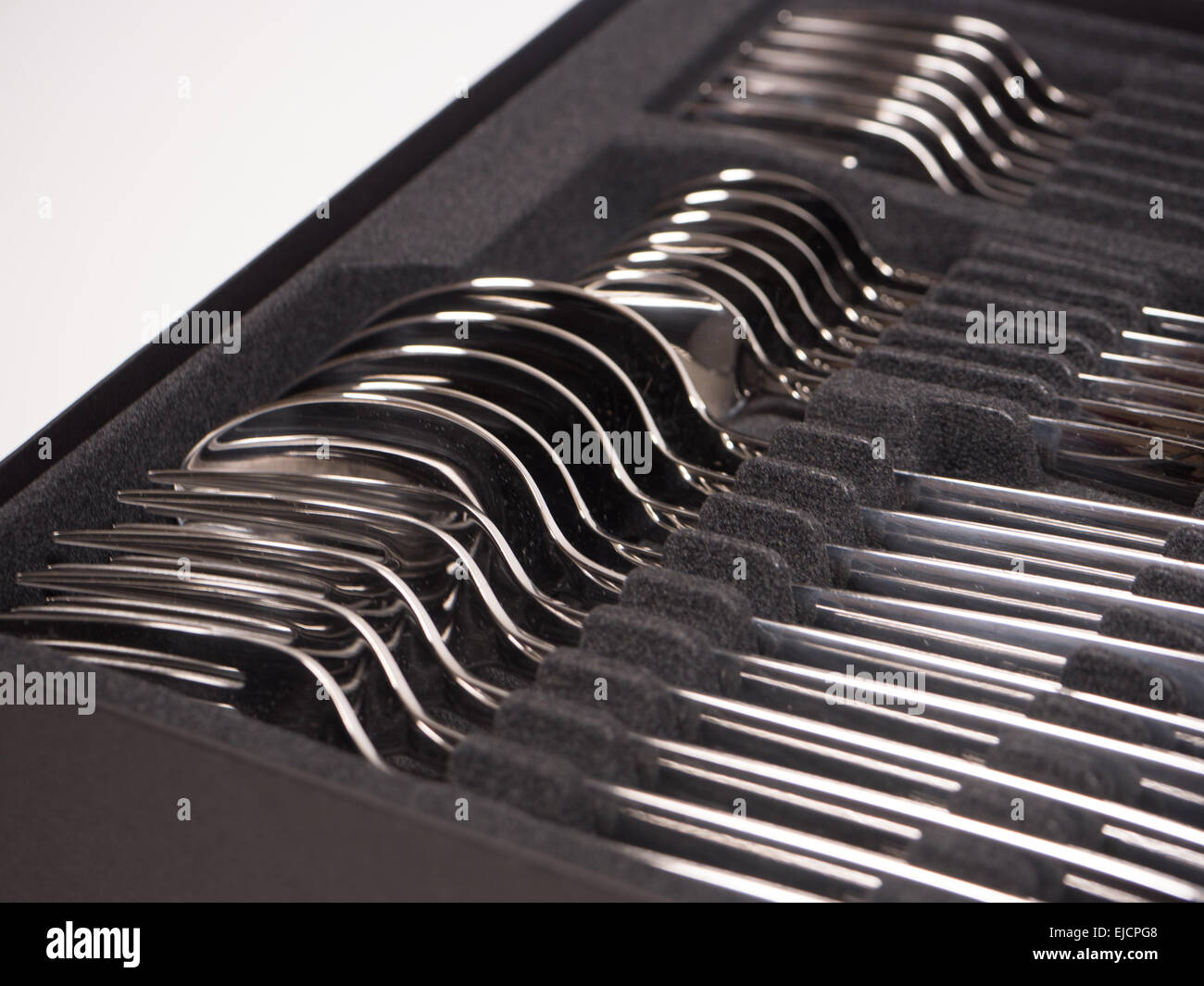 Cutlery Tray with new cutlery Stock Photo