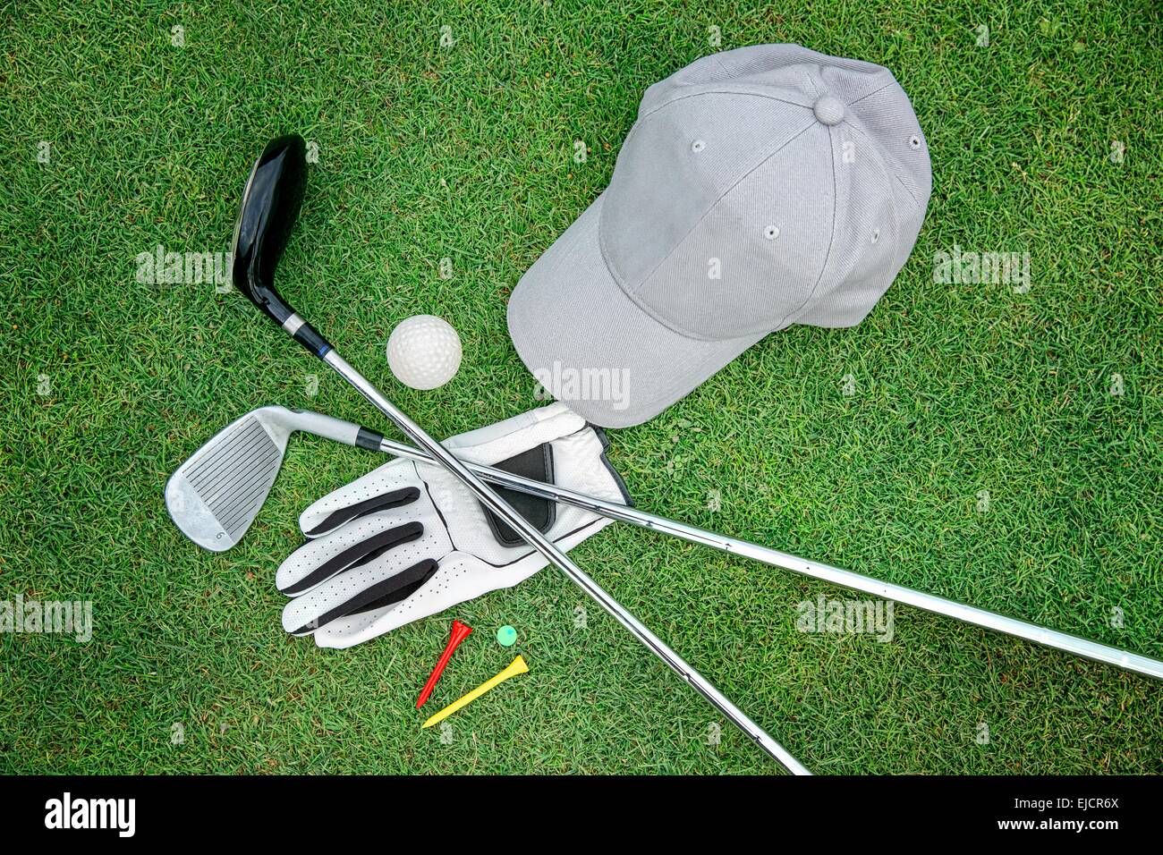 Golf equipment on green grass Stock Photo Alamy