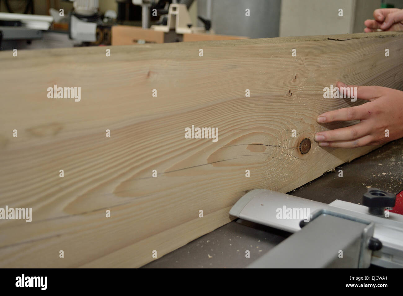 Carpenter planed wood board Stock Photo