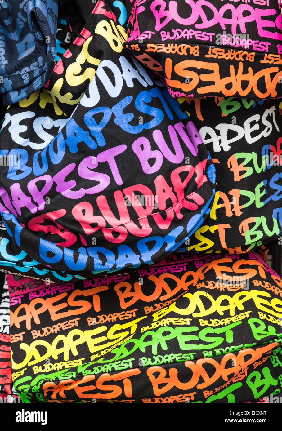 Colorful Budapest shopping bags Stock Photo Alamy