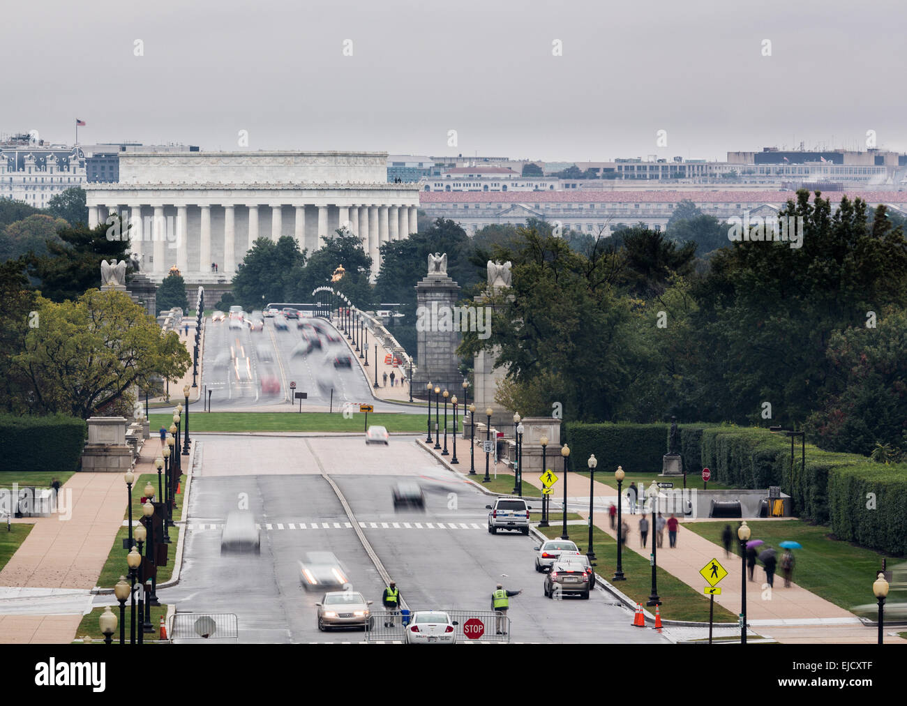 Arlington Bridge leading into Washington DC Stock Photo