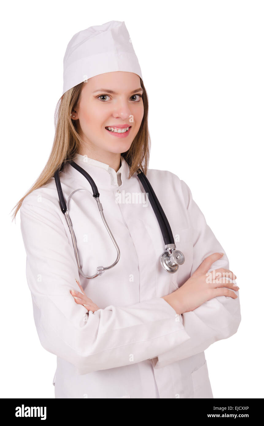 Young woman doctor isolated on white Stock Photo - Alamy
