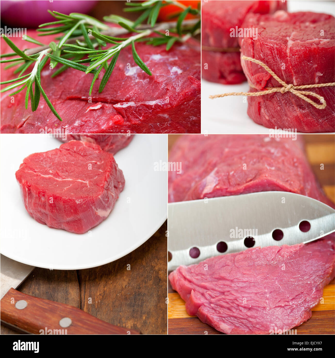 different raw beef cuts collage Stock Photo Alamy