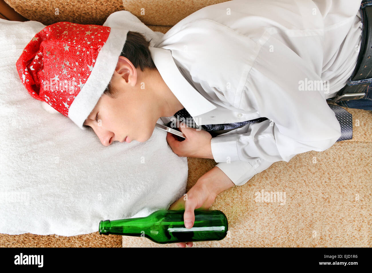 Teenager sleep with a Beer Stock Photo Alamy