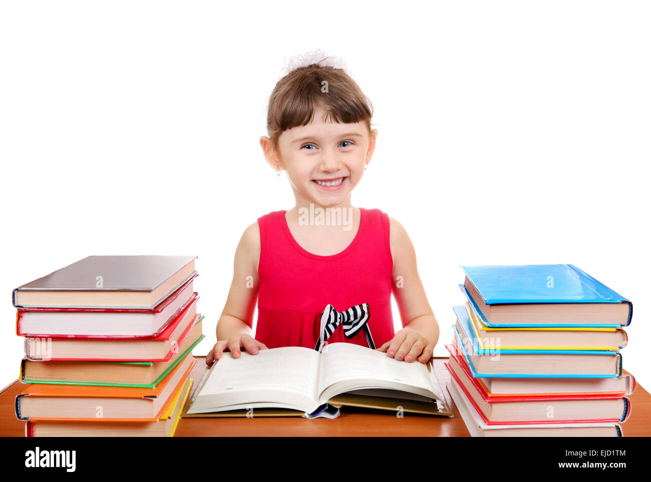 Little Girl with the Books Stock Photo - Alamy