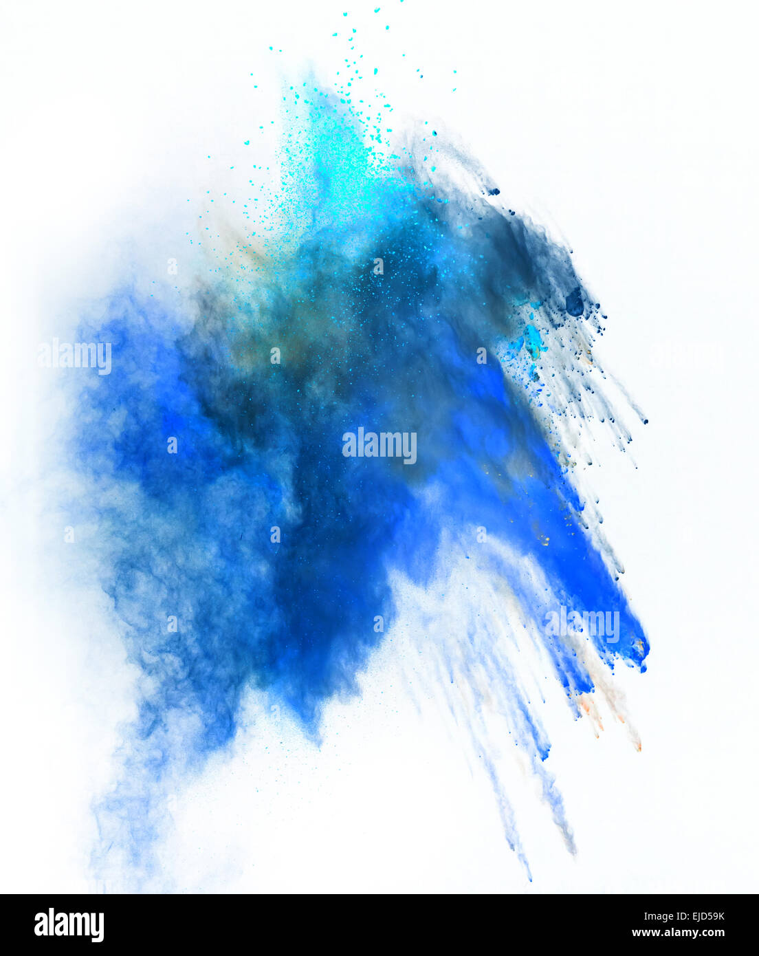 Launched colorful powder, isolated on white background Stock Photo - Alamy