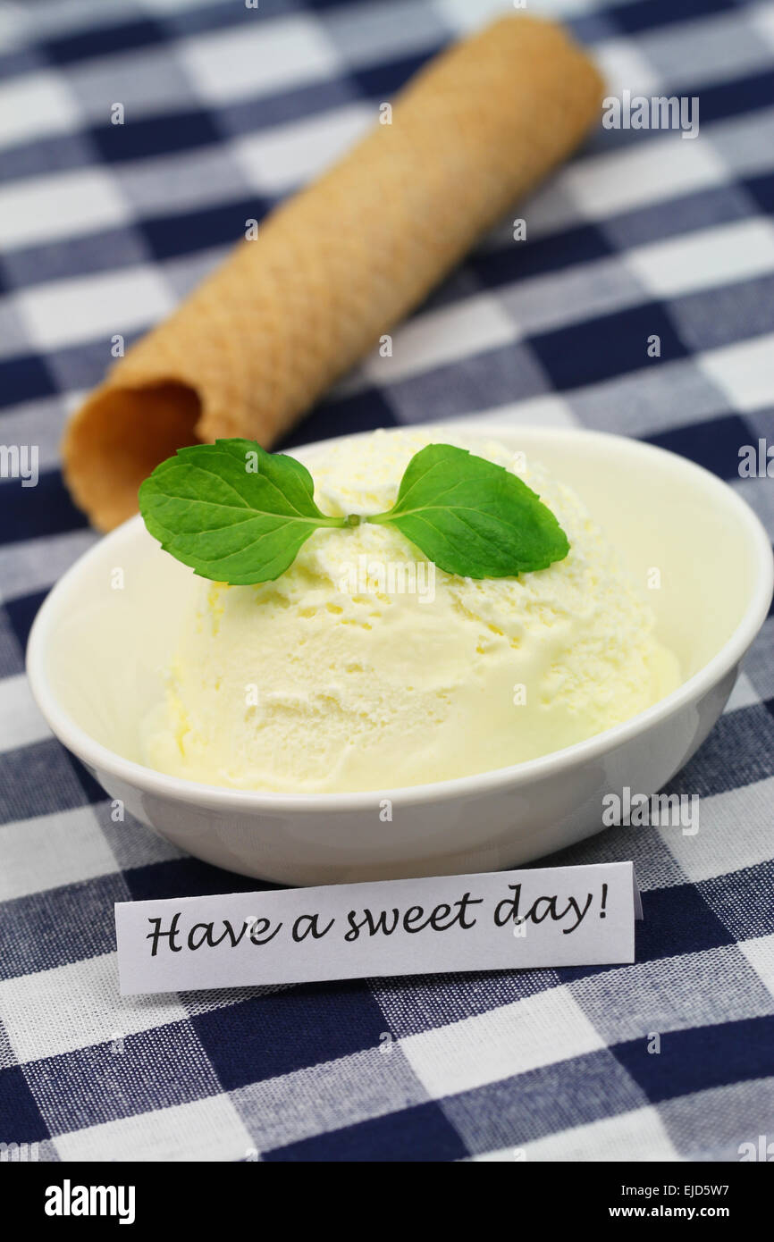 Have a sweet day card with vanilla ice cream Stock Photo