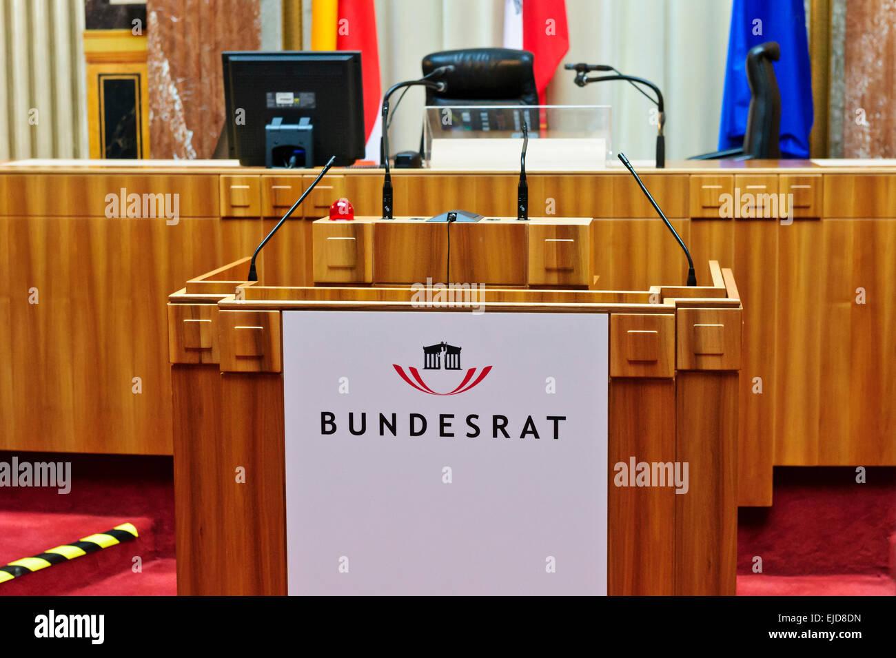 The interior of the Federal Council Chamber at the Austrian Parliament building, Vienna, Austria. Stock Photo