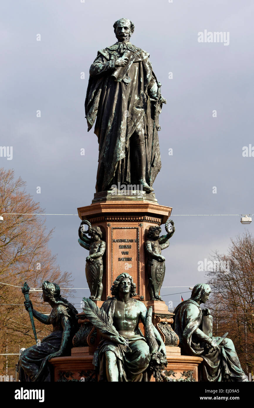 Maximilian II Bavarian King, figure,statue, monument, Munich, Upper Bavaria, Germany, Europe. Stock Photo
