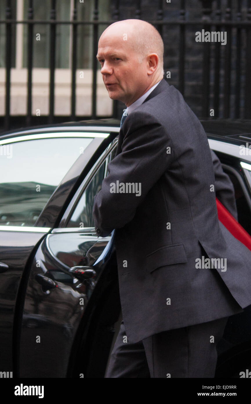 London, UK. 24th March, 2015. Members of the Cabinet gather at Downing street for their weekly meeting. PICTURED:, Leader of the House of Commons, William Hague Credit:  Paul Davey/Alamy Live News Stock Photo