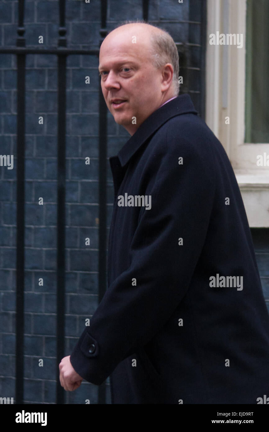 London, UK. 24th March, 2015. Members of the Cabinet gather at Downing street for their weekly meeting. PICTURED: Chris Grayling, Lord Chancellor and Secretary of State for Justice Credit:  Paul Davey/Alamy Live News Stock Photo