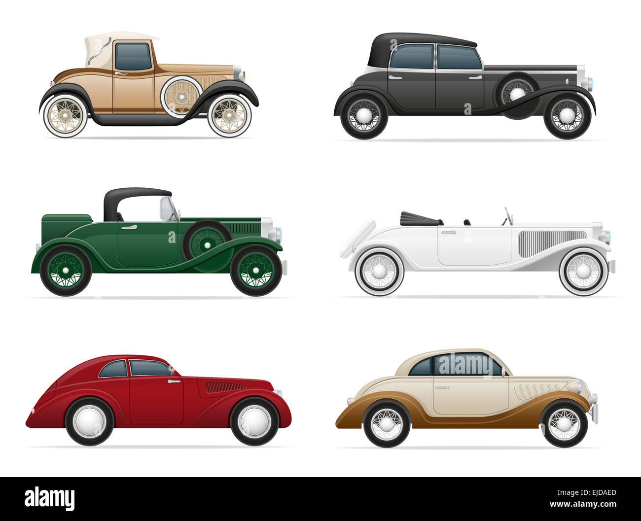 set icons old retro car illustration isolated on white background Stock ...