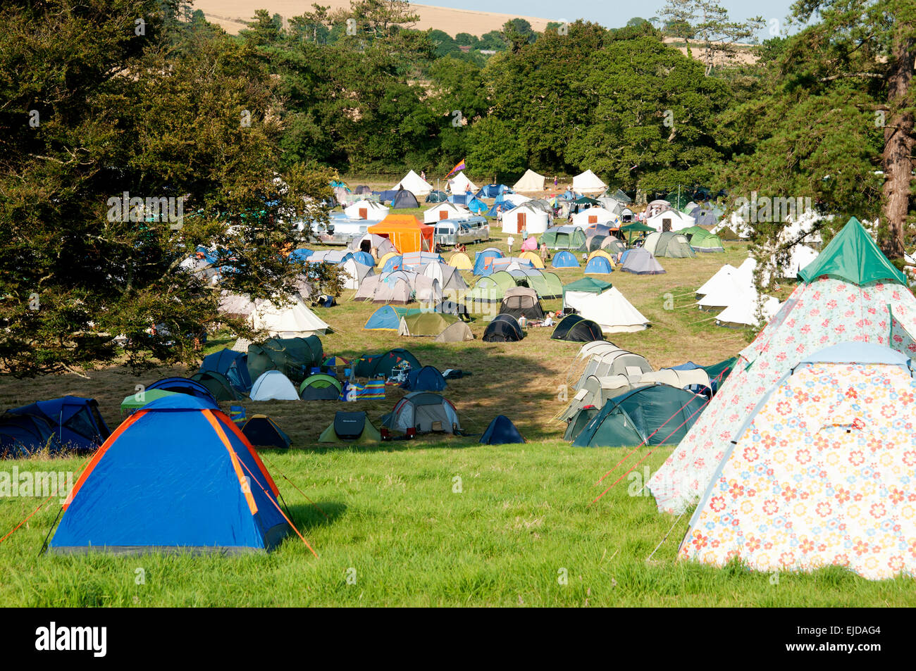 Tents at the campsite at the Port Eliot festival Cornwall UK Stock Photo