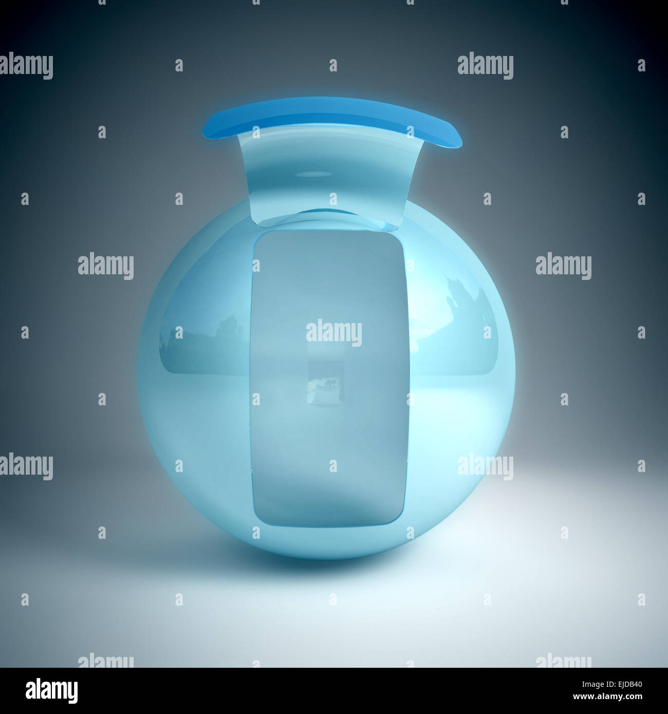 3d image of blue glass sphere with door Stock Photo - Alamy