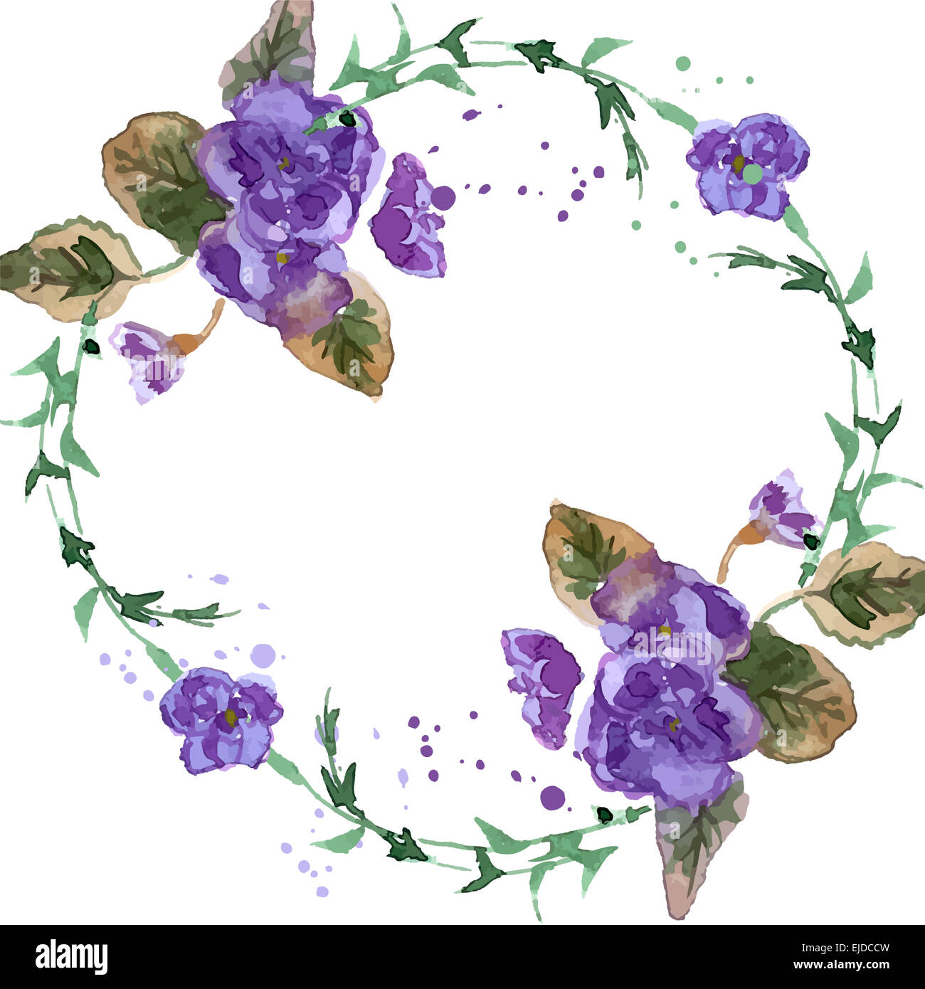 Watercolor Illustration of Violet Flowers Stock Photo - Alamy