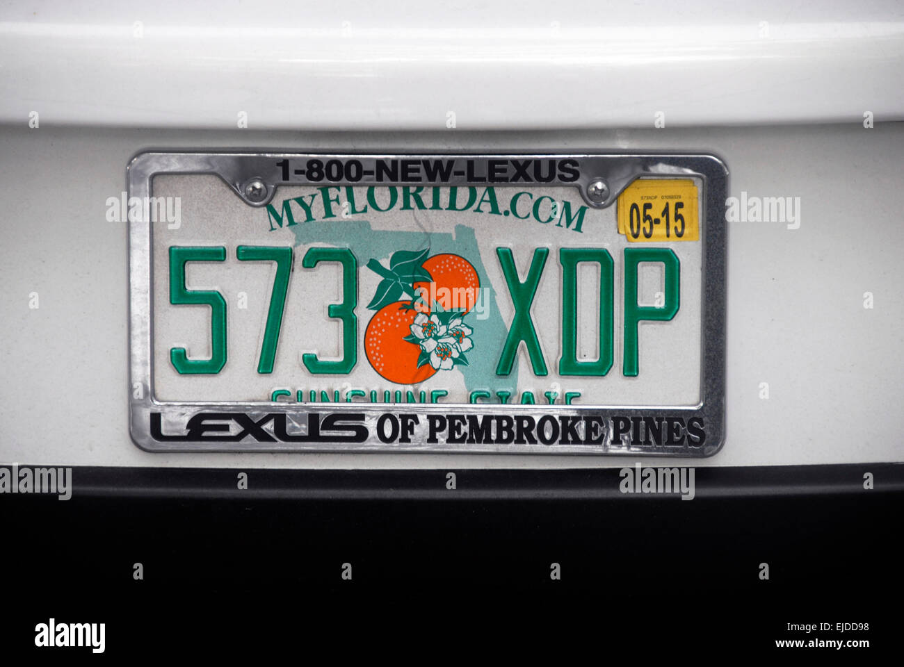 Car number plate from Florida, The Sunshine State Stock Photo