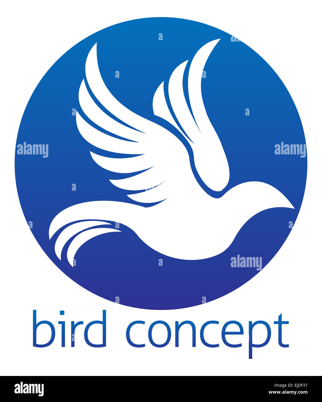An abstract illustration of a white bird or dove circle concept design Stock Photo