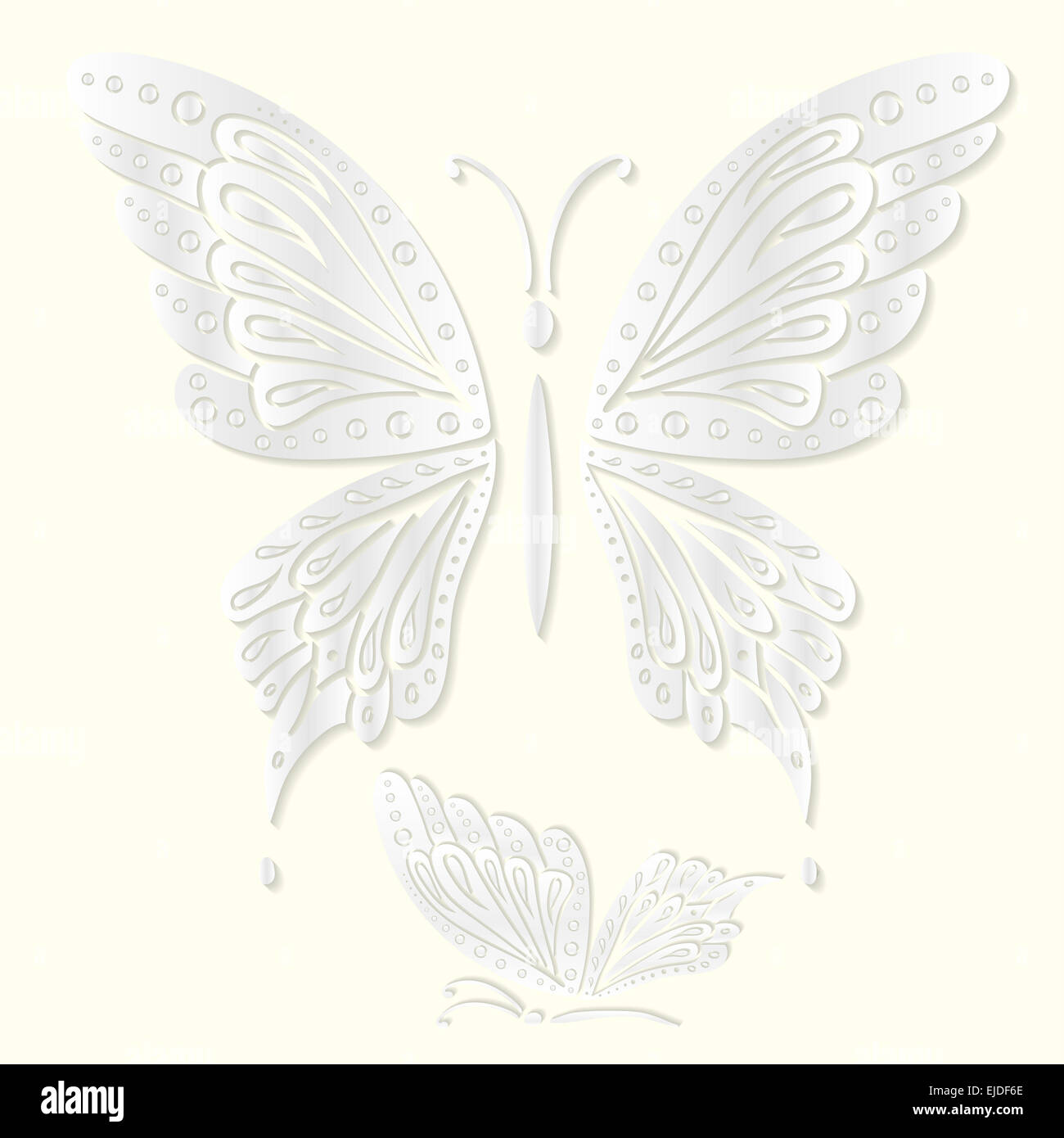 Set of decorative white butterflies cut from paper. Vector illustration ...