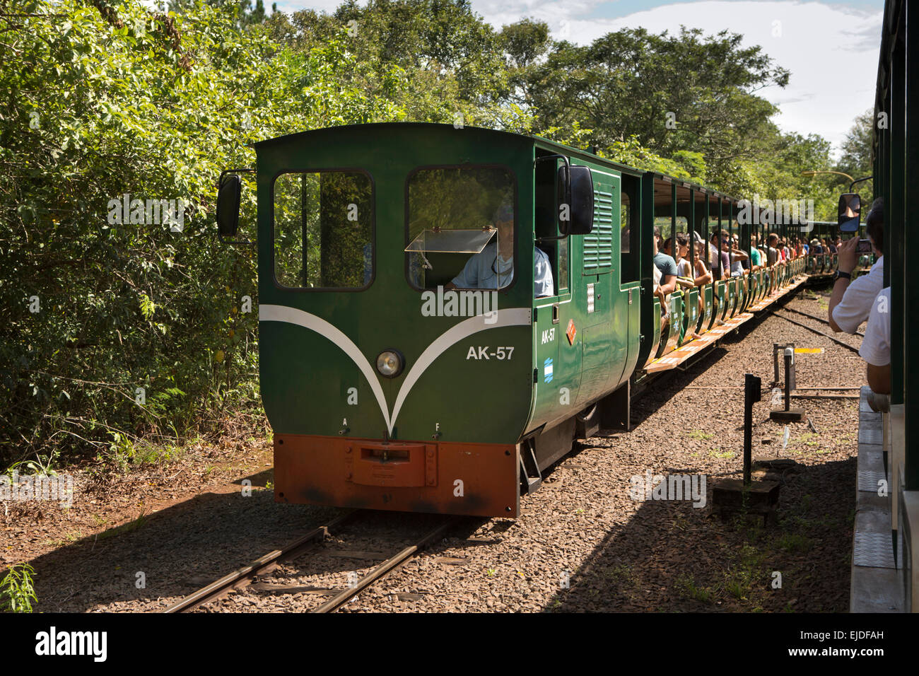 Argentina, Iguazu, Falls National Park, Tren Ecológico de la Selva, train to Garganta el Diablo, Devil’s Gorge Station Stock Photo