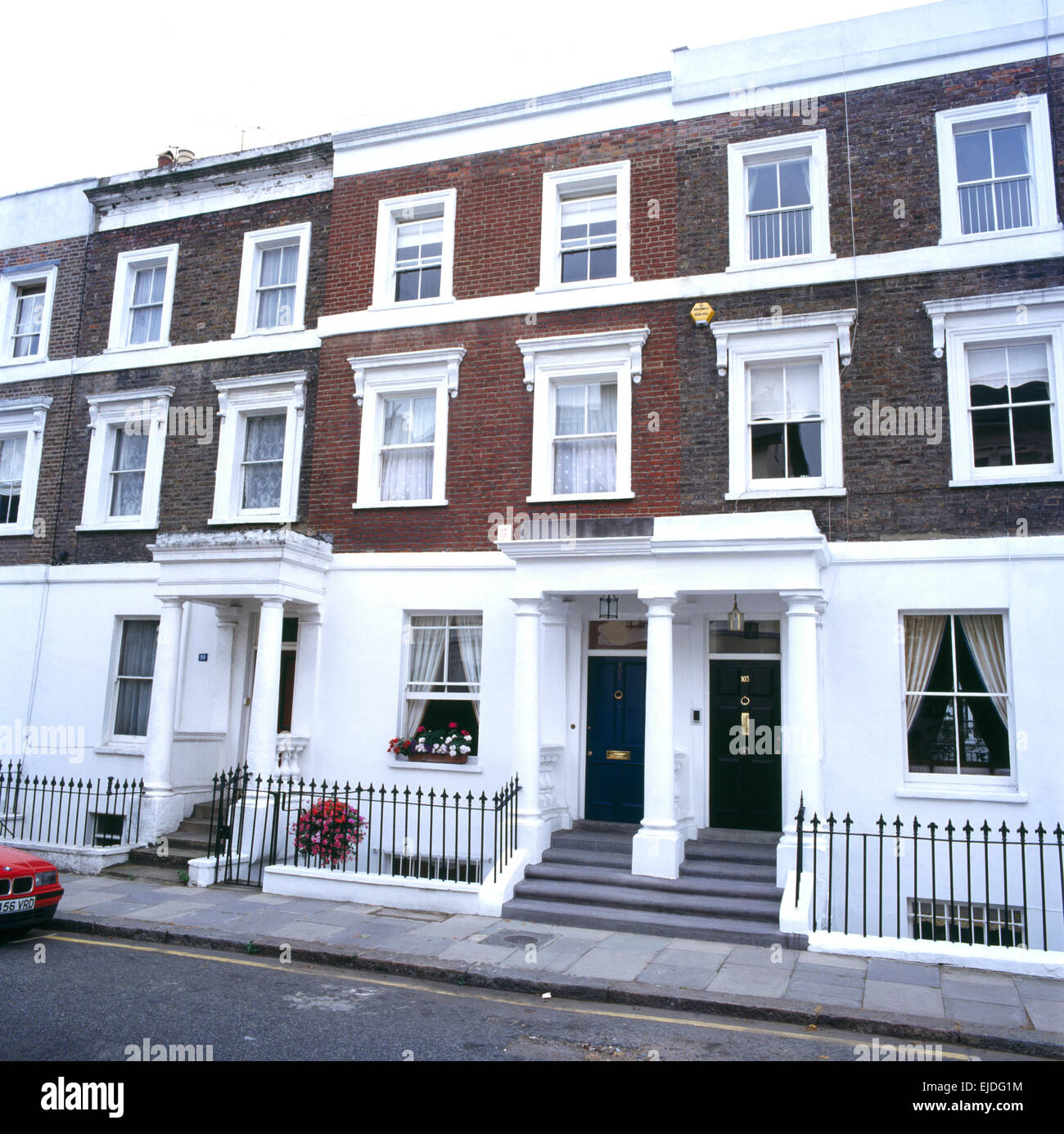 Row of early Victorian terraced houses in London Stock Photo