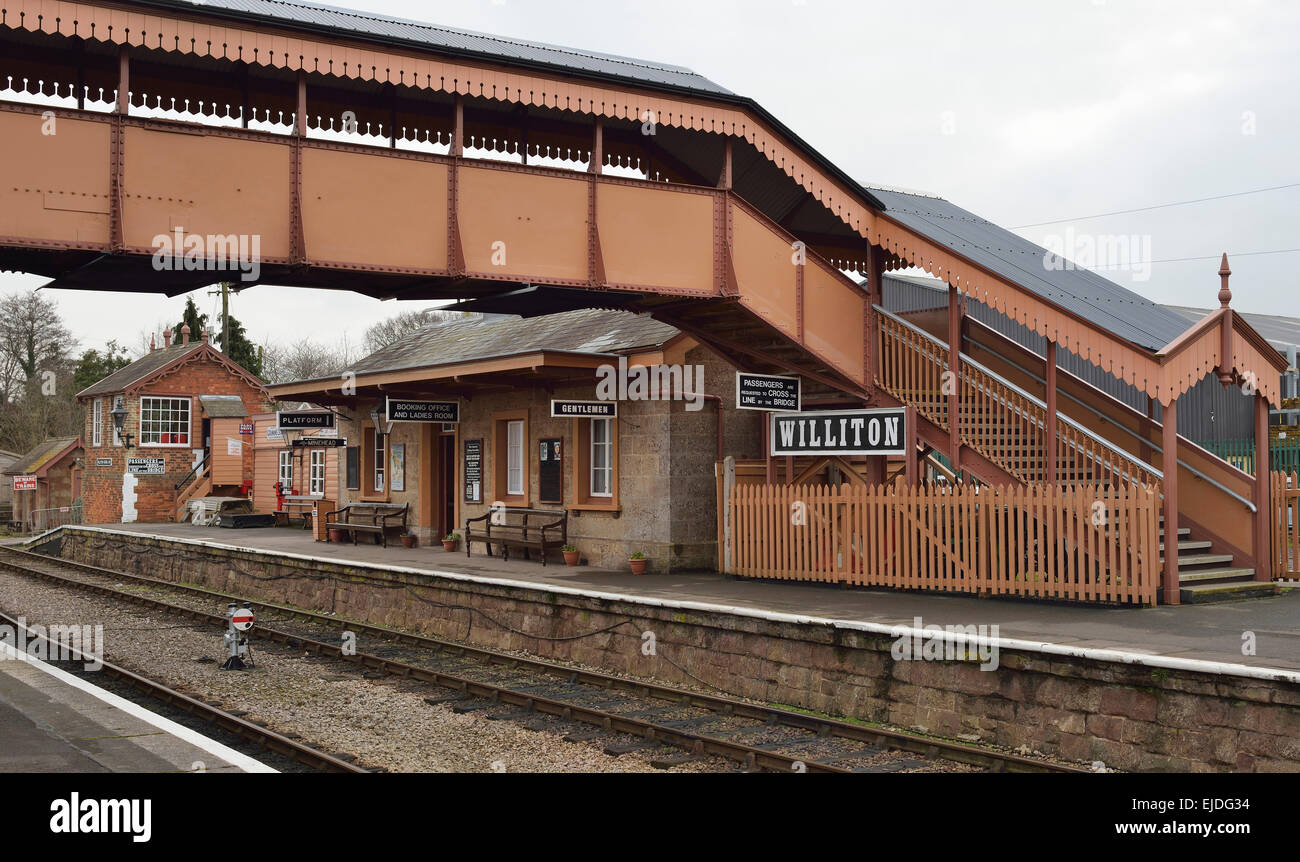 Williton Station and Footbridge West Somerset Railway Stock Photo