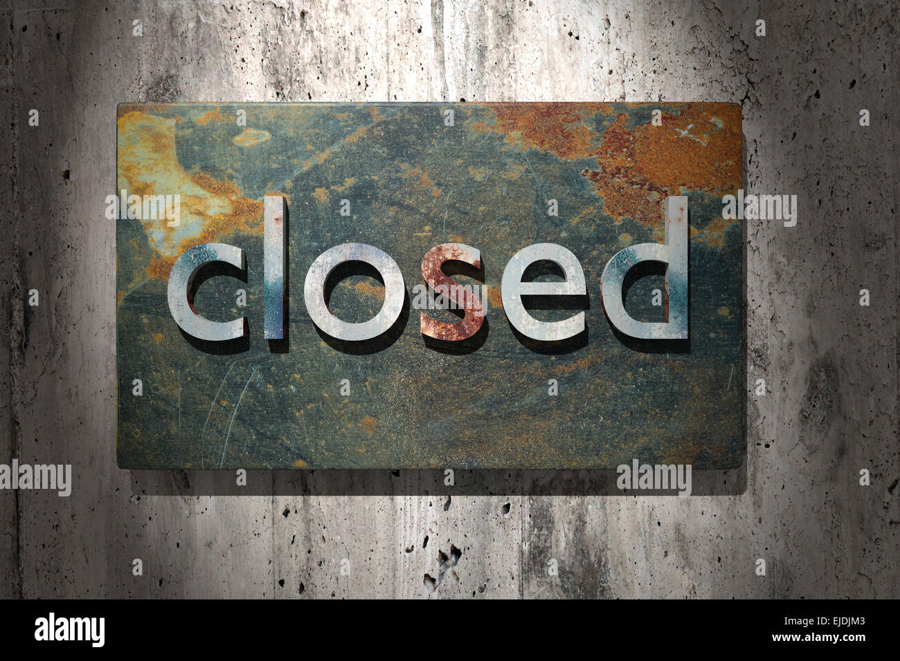 3d rendering of the word closed over a rusty surface Stock Photo Alamy