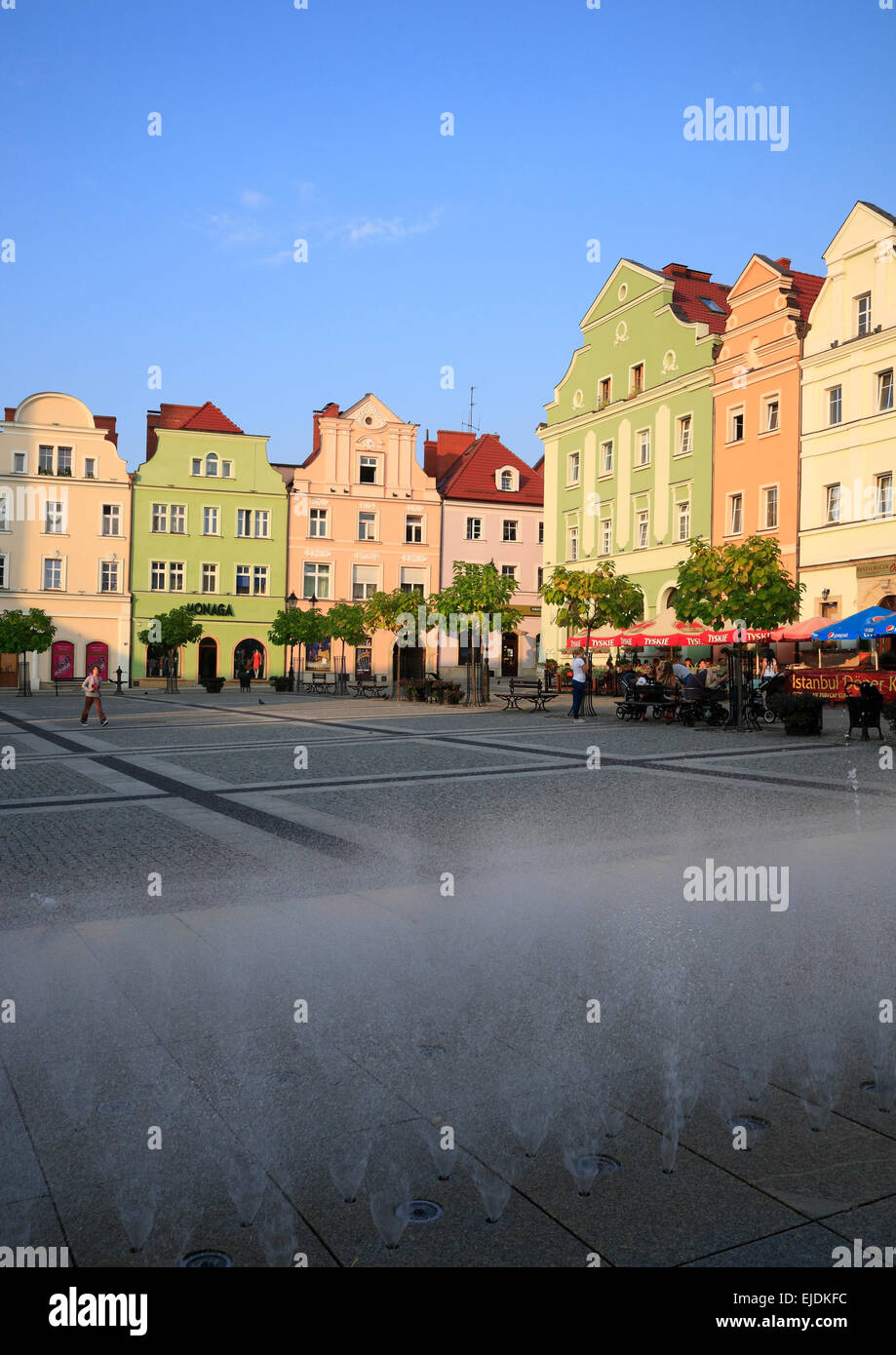 Houses at market square, Boleslawiec (Bunzlau), Lower Silesia, Poland, Europe Stock Photo
